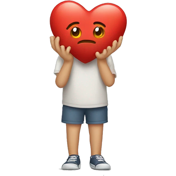 Un corazón con manos y pies triste  emoji