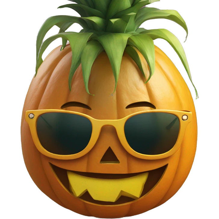 jack o lantern wearing pineapple sunglasses emoji