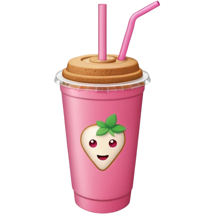 strawberry biscoff drink with lid and straw emoji