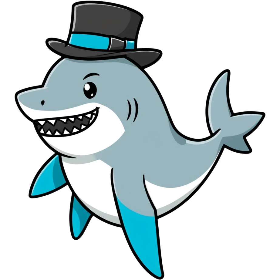 Shark with a top hat emoji
