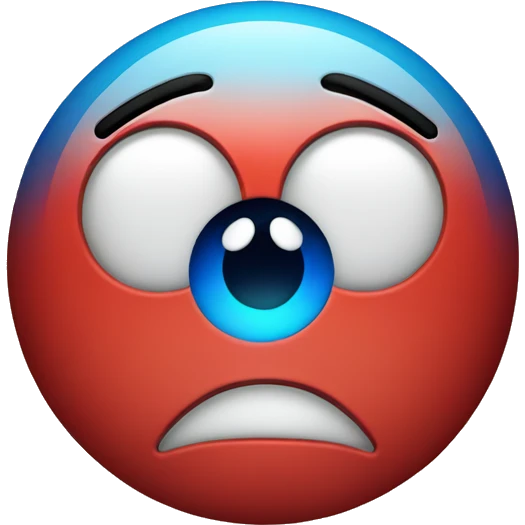 Smiley face with one eye red and one eye blue emoji