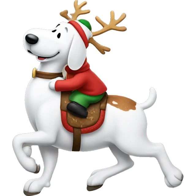 Snoopy riding a reindeer emoji