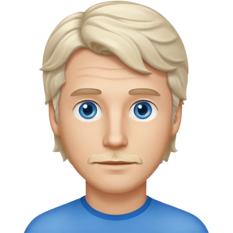 white man, wavy hair mid length, blue eyes, stubble emoji
