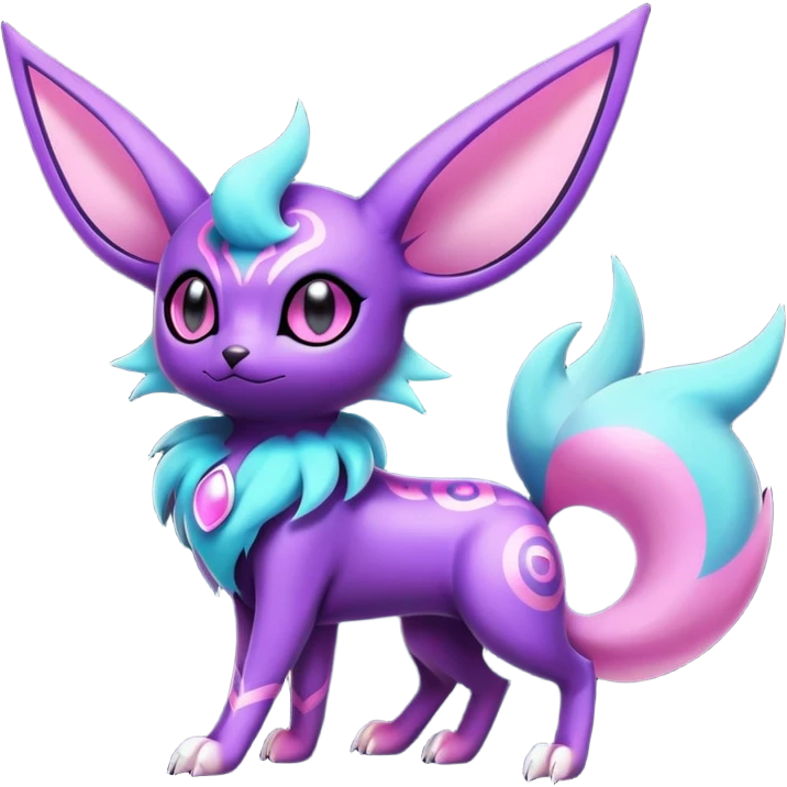 Shiny Exotic Badass Ethereal Royal Mysterious Gothic Noibat-Espeon-Umbreon-Sylveon-Pokémon-Fakémon-hybrid-creature (full body) with random pattern-markings emoji