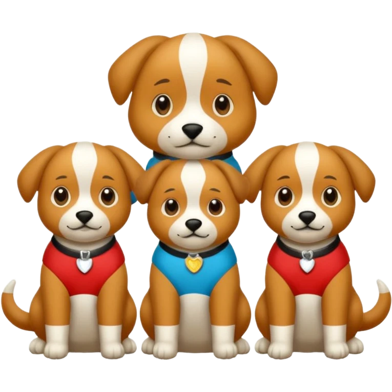 3 cagnolini seduti con vestitino in maglia in bianco e nero emoji