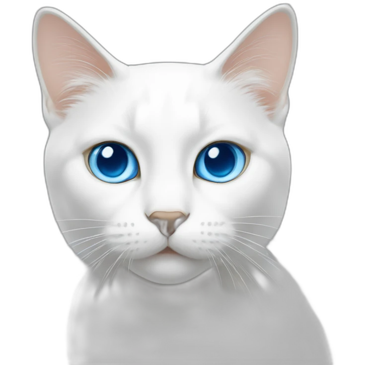 White cat, blue eyes and gold noise emoji