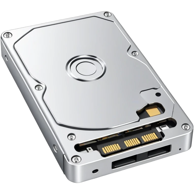 hard drive storage disk with metal case and connector ports emoji