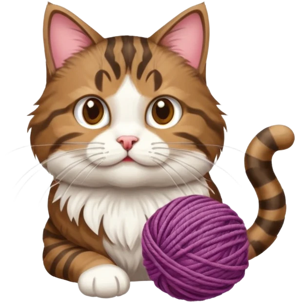 dark brown tabby and white cat playing emoji