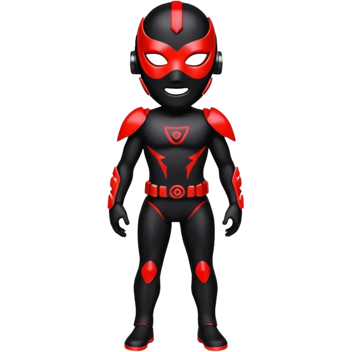 Black shiny alloy Cyber-Lombax with dark black mask and shiny glowing neon red markings (full body) emoji