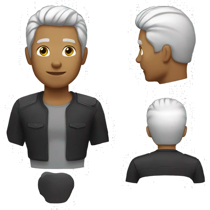 Man white hair black atractivo emoji
