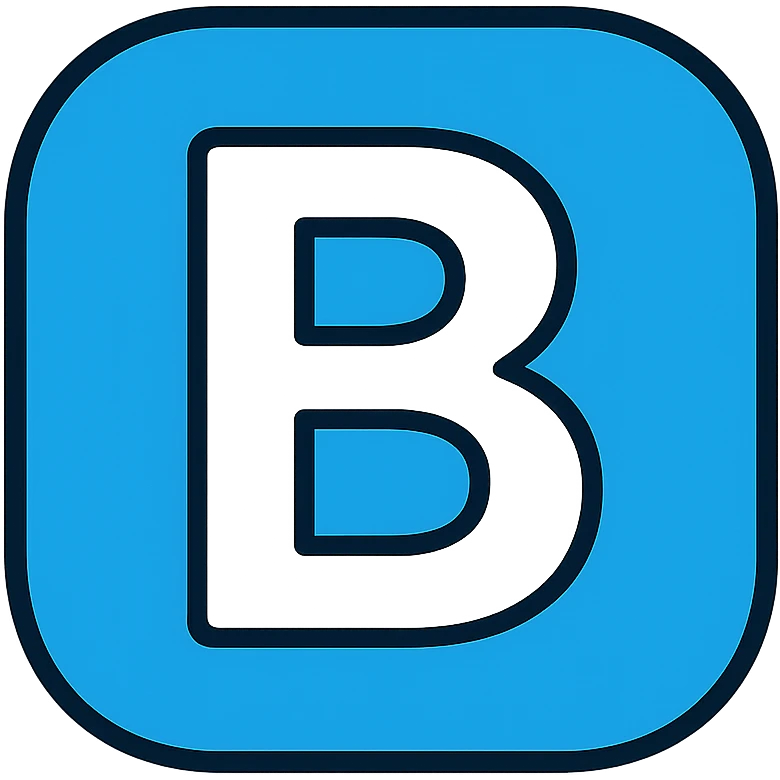 white letter B centered in a blue rounded square, clean and modern icon emoji