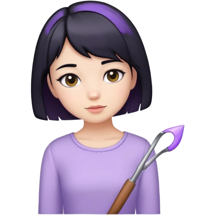 Girl with black short hair wearing lavender clothes emoji