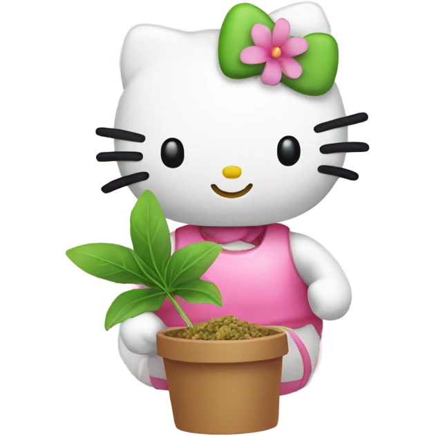 Hello kitty holding Pink herb nugget emoji