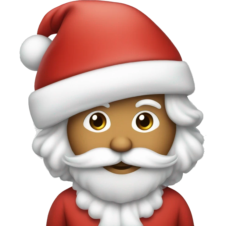 “An adorable Santa with a red suit, fluffy white beard, rosy cheeks, big eyes, and a red hat with a white pom-pom.” emoji