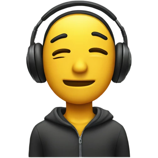 closed eyes smile with headphones  emoji