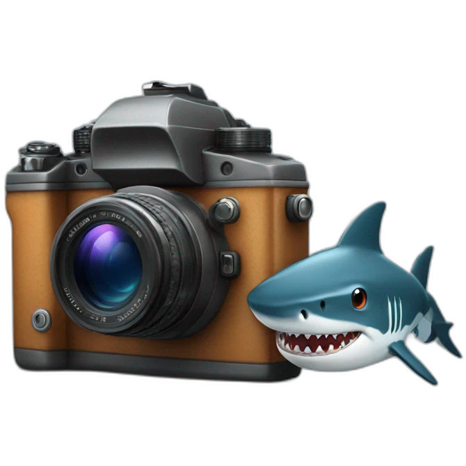 Camera with big shark emoji