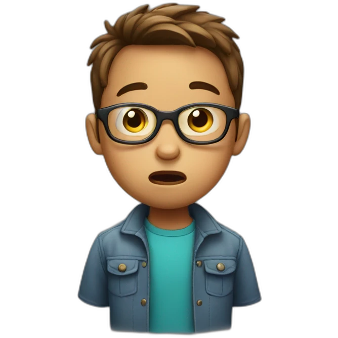 Scared little boy wearing glasses  emoji
