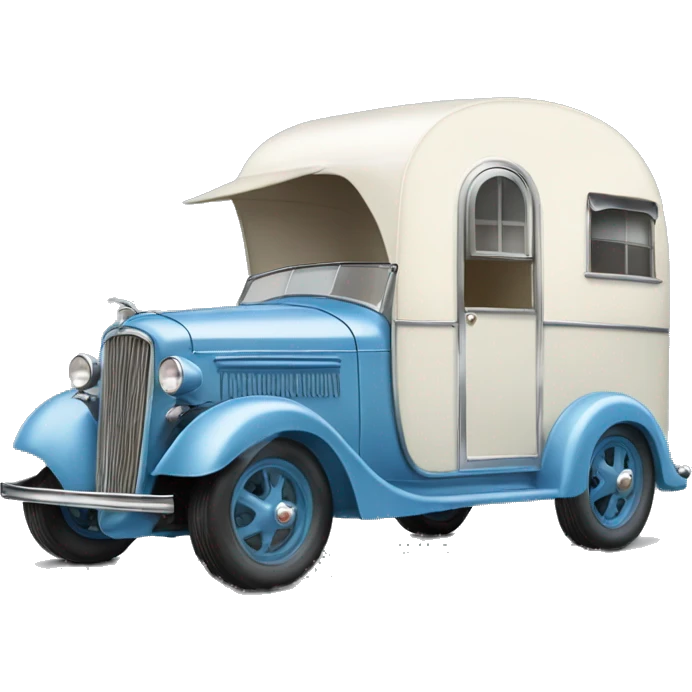 hot rod caravan,1935 pulling trailer,pearl blue  emoji