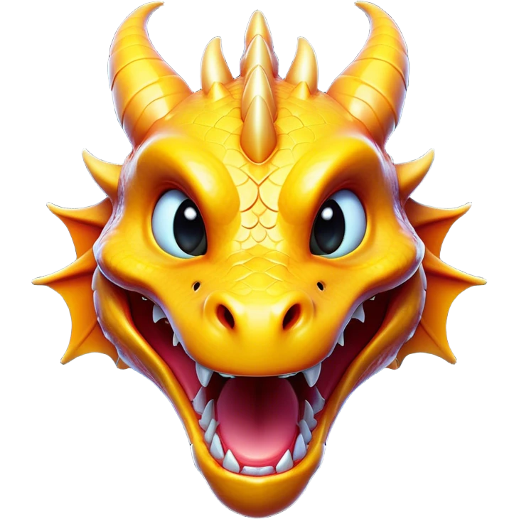 Cinematic Comical Dragon Portrait Emoji, Head tilted dramatically with an exaggeratedly amused expression, featuring a striking, glossy scaled body with bold, angular features and wide, expressive eyes filled with playful disbelief, Simplified yet hilariously expressive features, highly detailed, glowing with a slightly sassy, otherworldly glow, high shine, dramatic yet playful, stylized with an air of cheeky mythical mischief, soft glowing outline, capturing the essence of a spirited and over-the-top dragon that looks ready to breathe fire into internet fame instantly! emoji