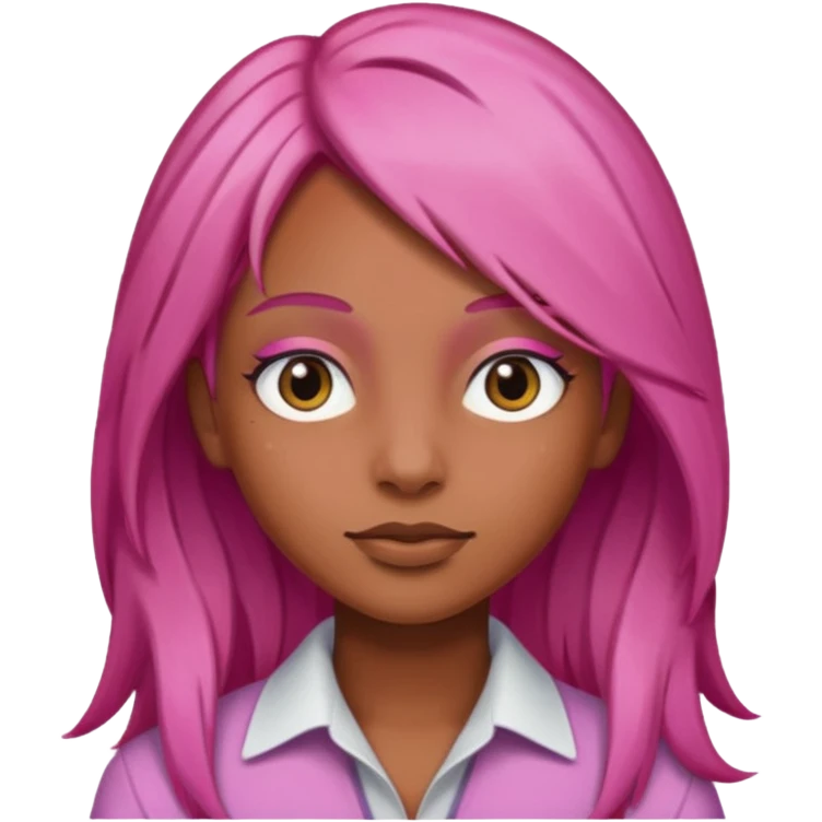 Cheveux rose lisse long peau marron emoji