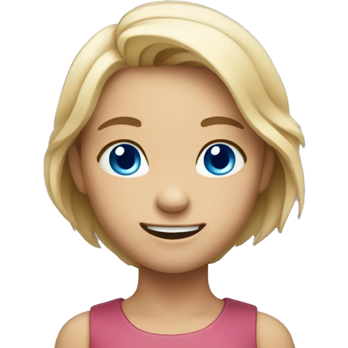 smiling girl with blue eyes shrugging shoulders emoji