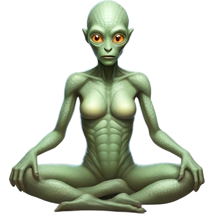 a Reptilian alien woman,in meditation emoji