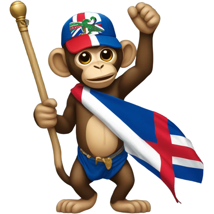Monkey holding Dominican flag emoji