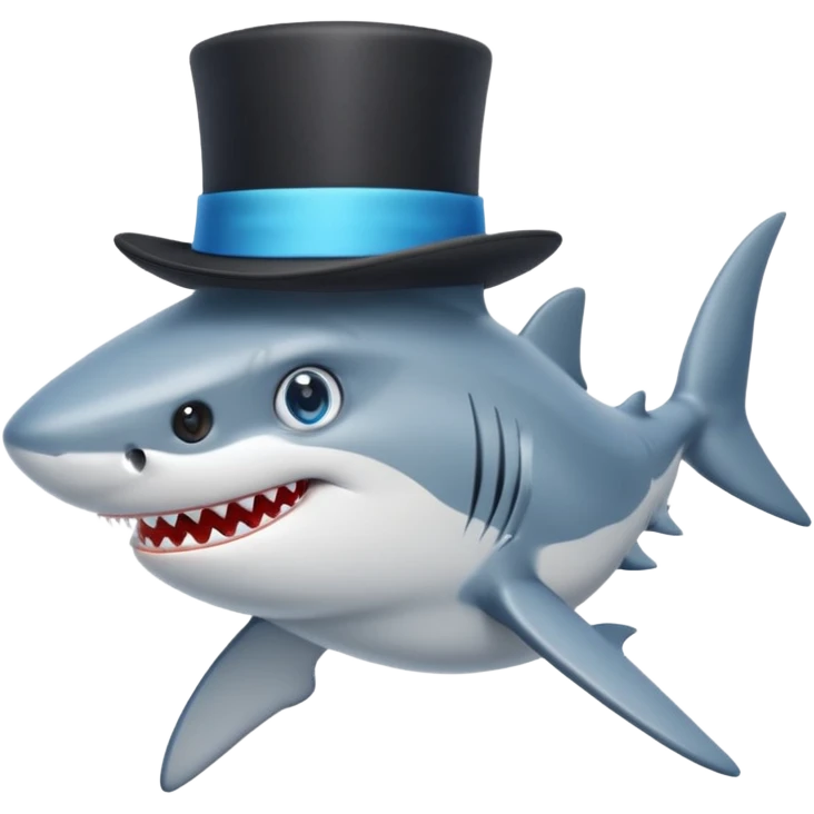 Shark with a top hat emoji
