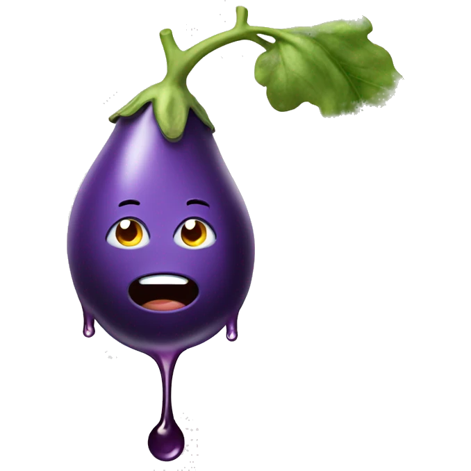 Eggplant dripping water emoji