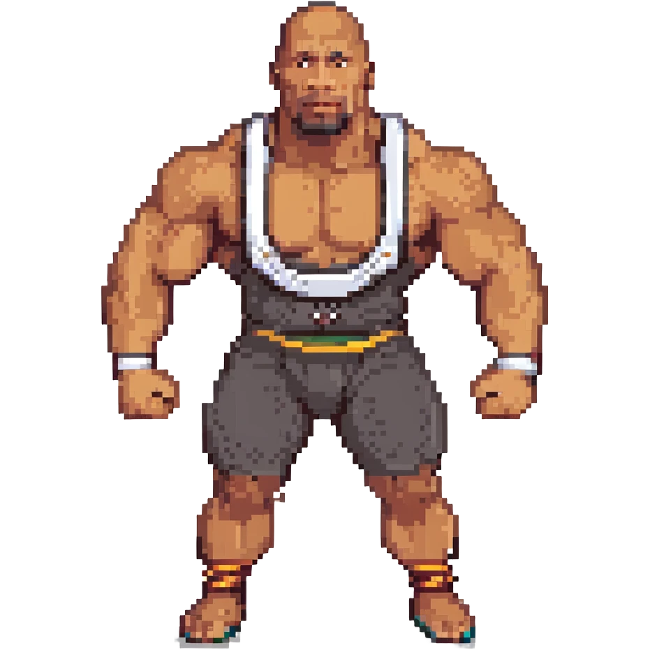 Dwayne Johnson as a wrestler pixel art style emoji