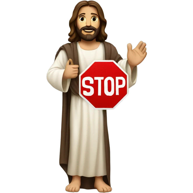 jesus holding stop sign emoji