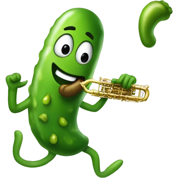 Dancing pickle playing a saxophone  emoji