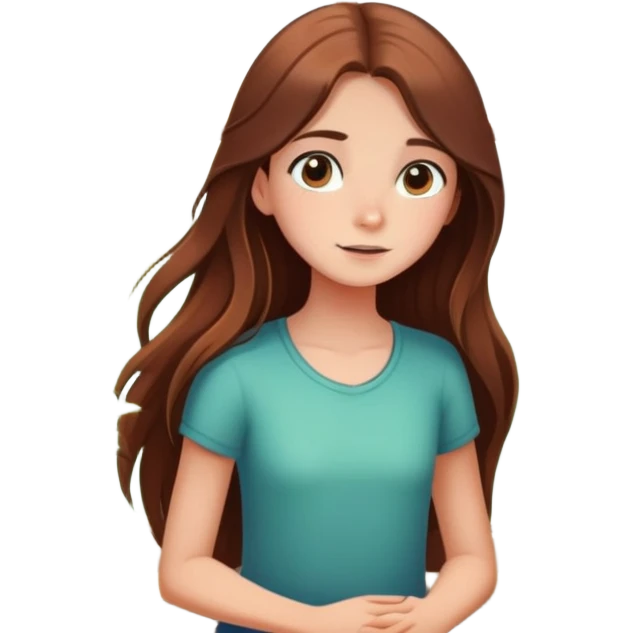 Girl with long brown hair looking out a window with sunbeams and houseplants around her in the background cartoon style  fill the background with the details  emoji