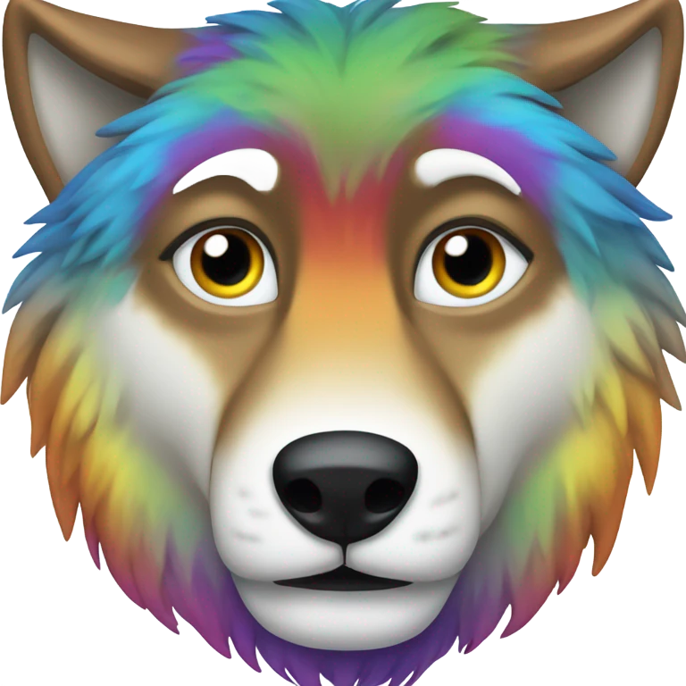 rainbow wolf with big eyes emoji