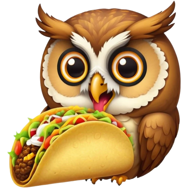 Owl licking a taco emoji