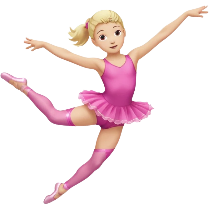 pink dancer-gymnast child with blonde hair leaping in the air emoji