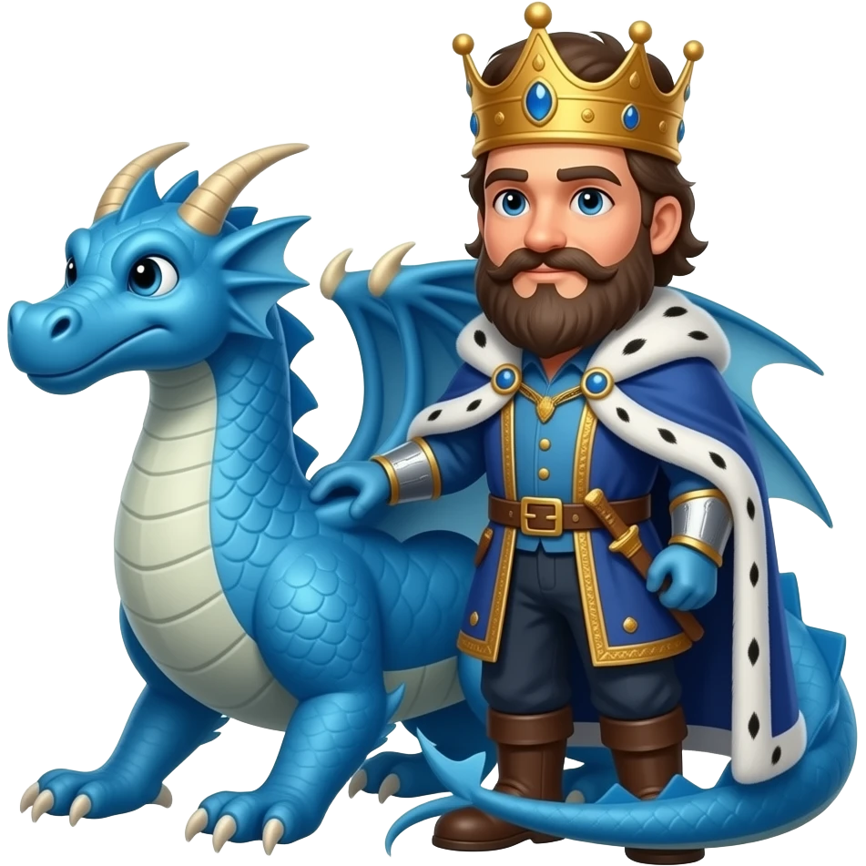 Blue dragon being held by a king emoji