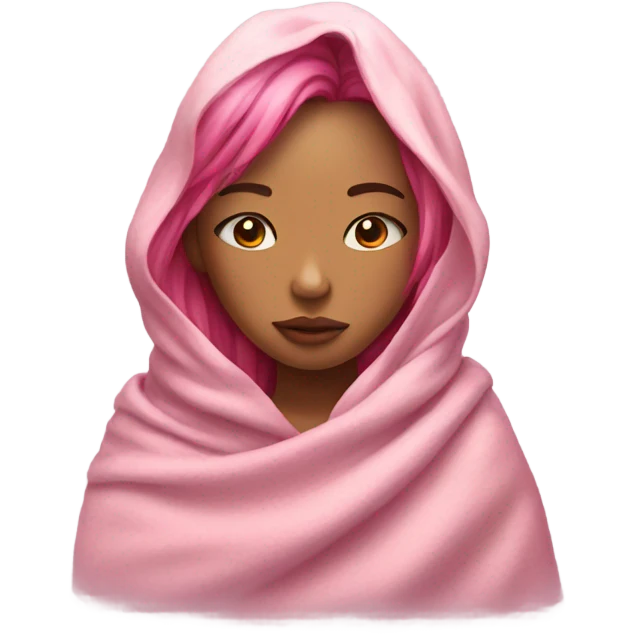 girl inside a blanket eyes closed pink hair emoji
