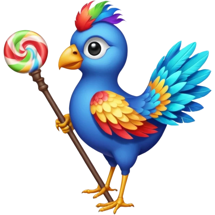 A bird with a magic candy staff emoji
