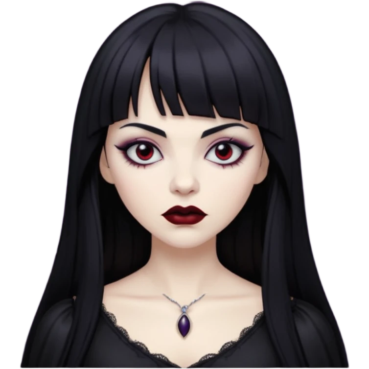 vampira gótica branca de cabelo preto e franja emoji