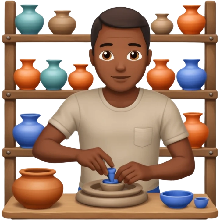 Pottery Wheel Artist black man  emoji