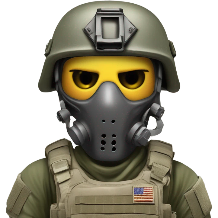 A highly detailed emoji of a soldier resembling Ghost from Call of Duty, wearing a tactical skull mask and military gear. The soldier has an intense and determined expression. The background is minimal or transparent for an emoji-friendly look. The letters 'GG' are clearly visible, either on the soldier’s helmet, patch, or as a bold overlay. The color scheme should be military-style with dark tones, greys, and tactical camo. The style should be compact and high-contrast, making it easily readable at small sizes. emoji