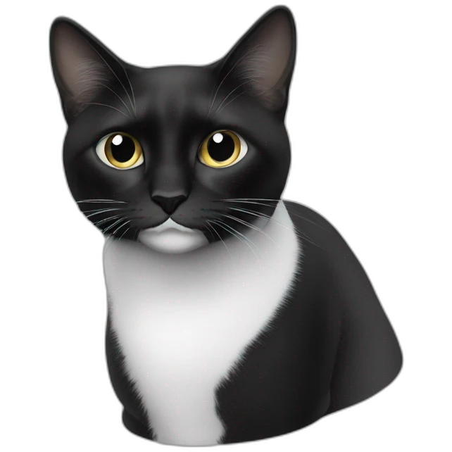 chat blanc et noir à long nez emoji