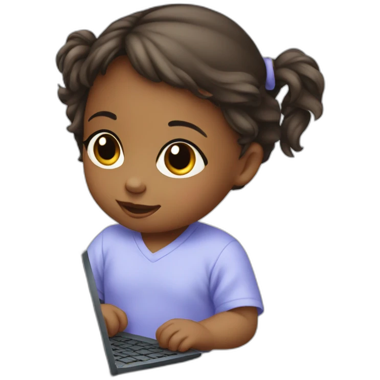 an baby girl using a computer emoji
