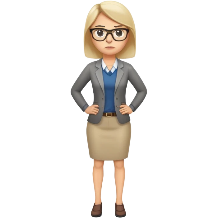 full body angry female teacher with hands on hips emoji