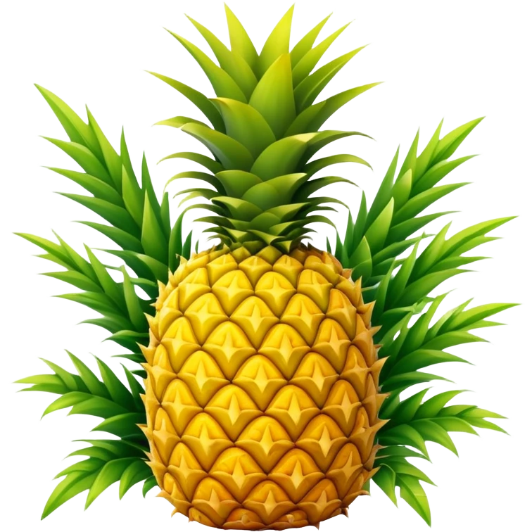 bright yellow pineapple with green leaves emoji