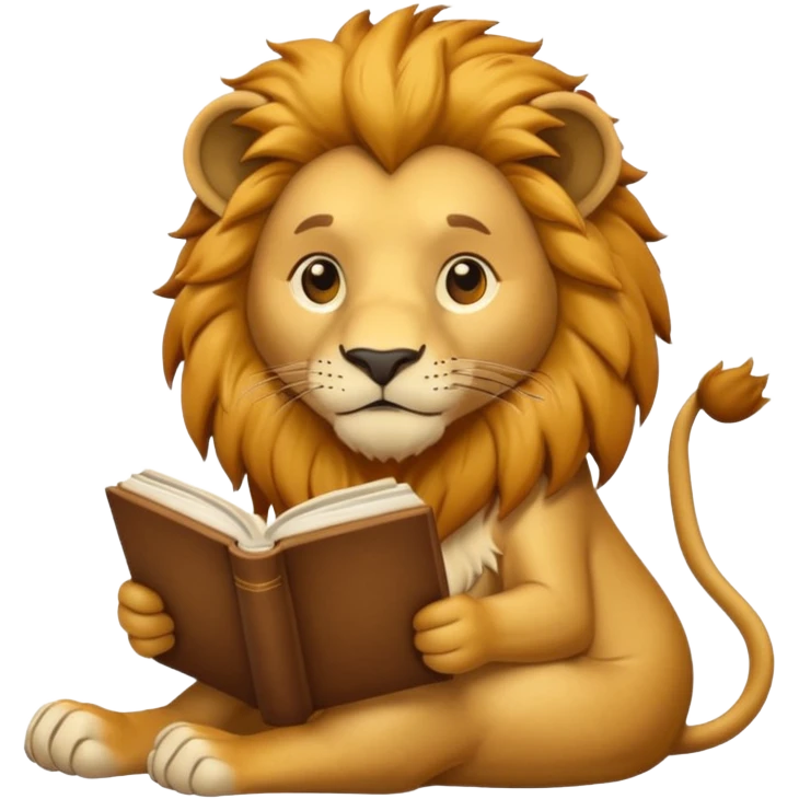 lionb reading book emoji