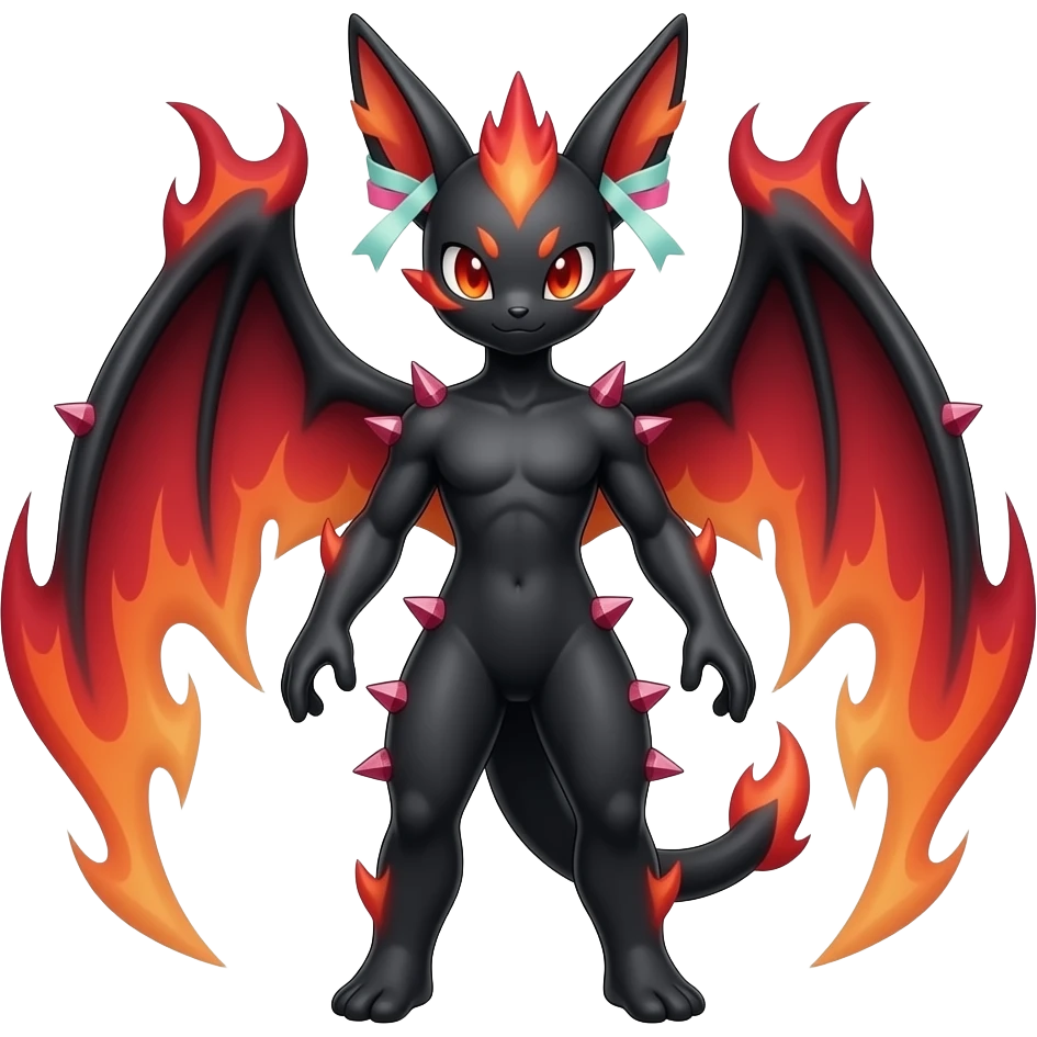 Shiny Absol-Salandit-Sylveon-Amaura-Fakémon-hybrid-creature (full body) emoji