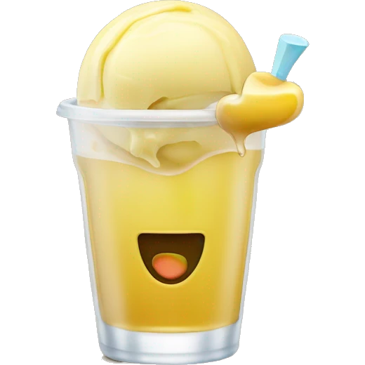 apple juice with one scope of yellow ice cream in it emoji