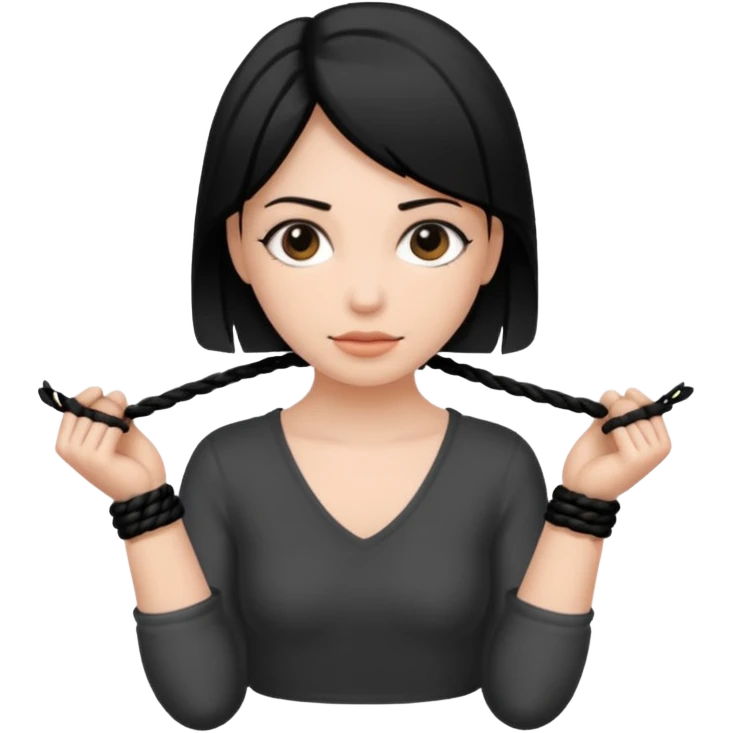 Woman’s hands tied with black rope  emoji